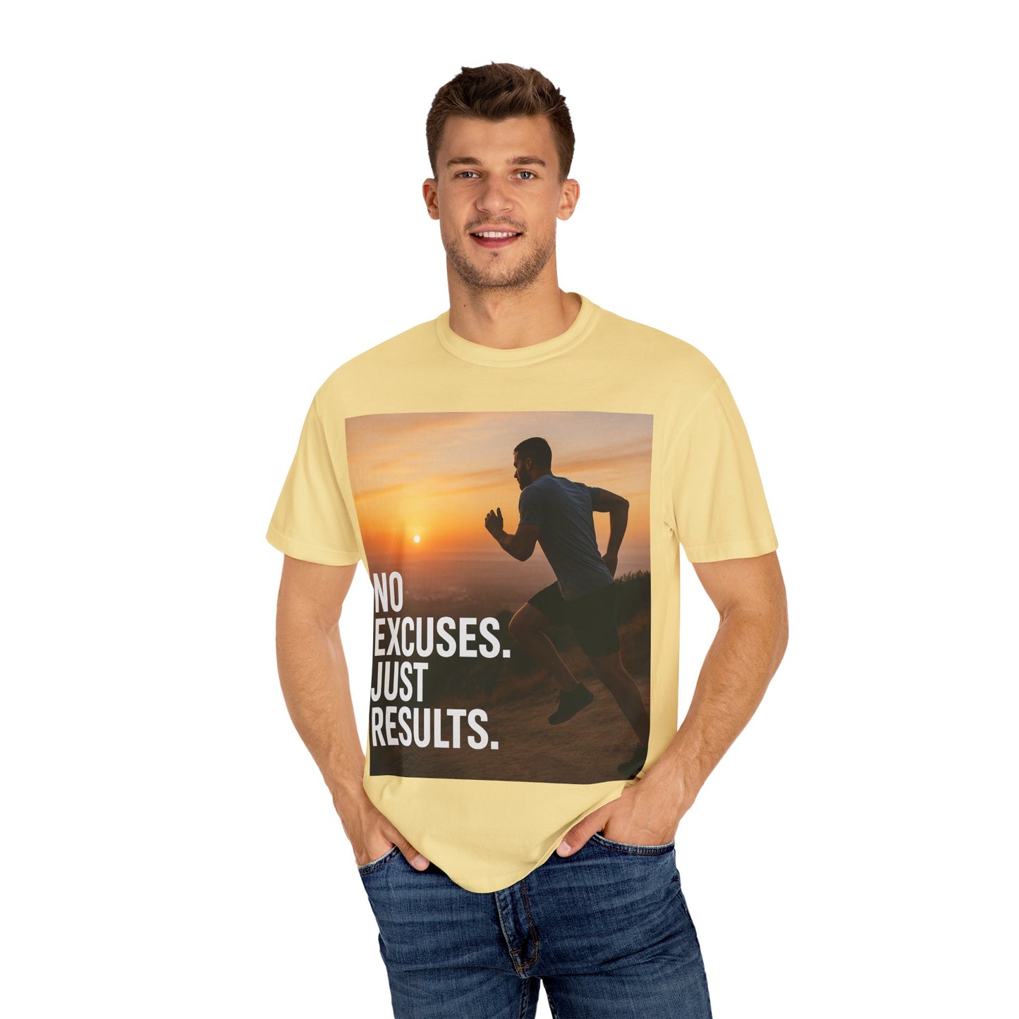 Motivational Running T-Shirt, Unisex Fitness Tee, No Excuses Just Results Shirt, Workout Apparel, Inspirational Sports Clothing