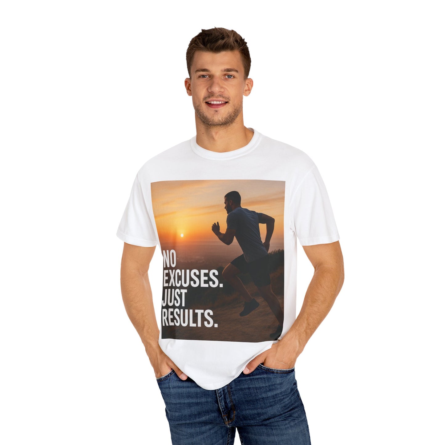 Motivational Running T-Shirt, Unisex Fitness Tee, No Excuses Just Results Shirt, Workout Apparel, Inspirational Sports Clothing