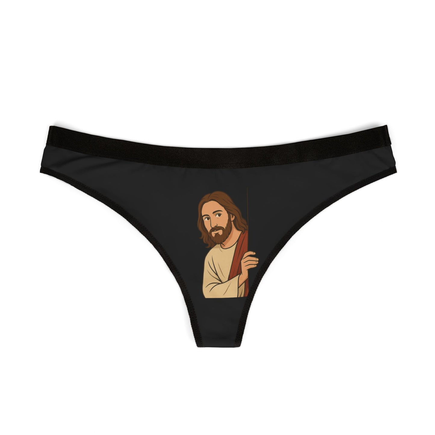 Jesus Peeking Graphic Women's Thongs, Funny Underwear, Gift for Her, Novelty Lingerie, Humorous Panties, Quirky Fashion
