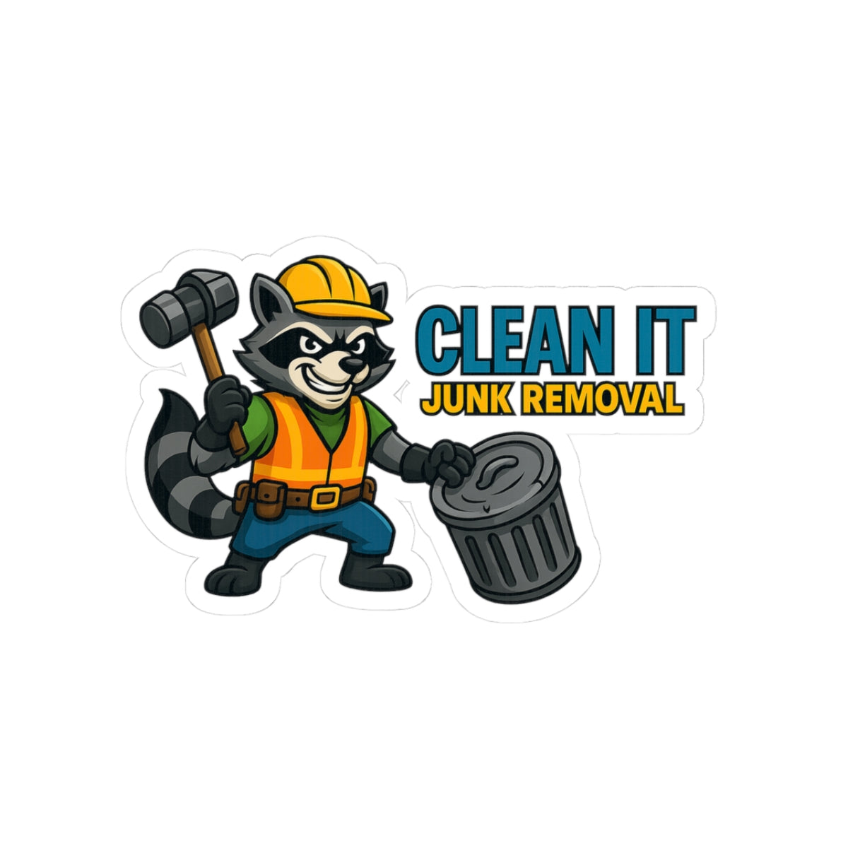 Clean It Junk Removal Stickers, Fun Planner Stickers, Unique Gift, Raccoon Stickers, Home Decor, Laptop Decals