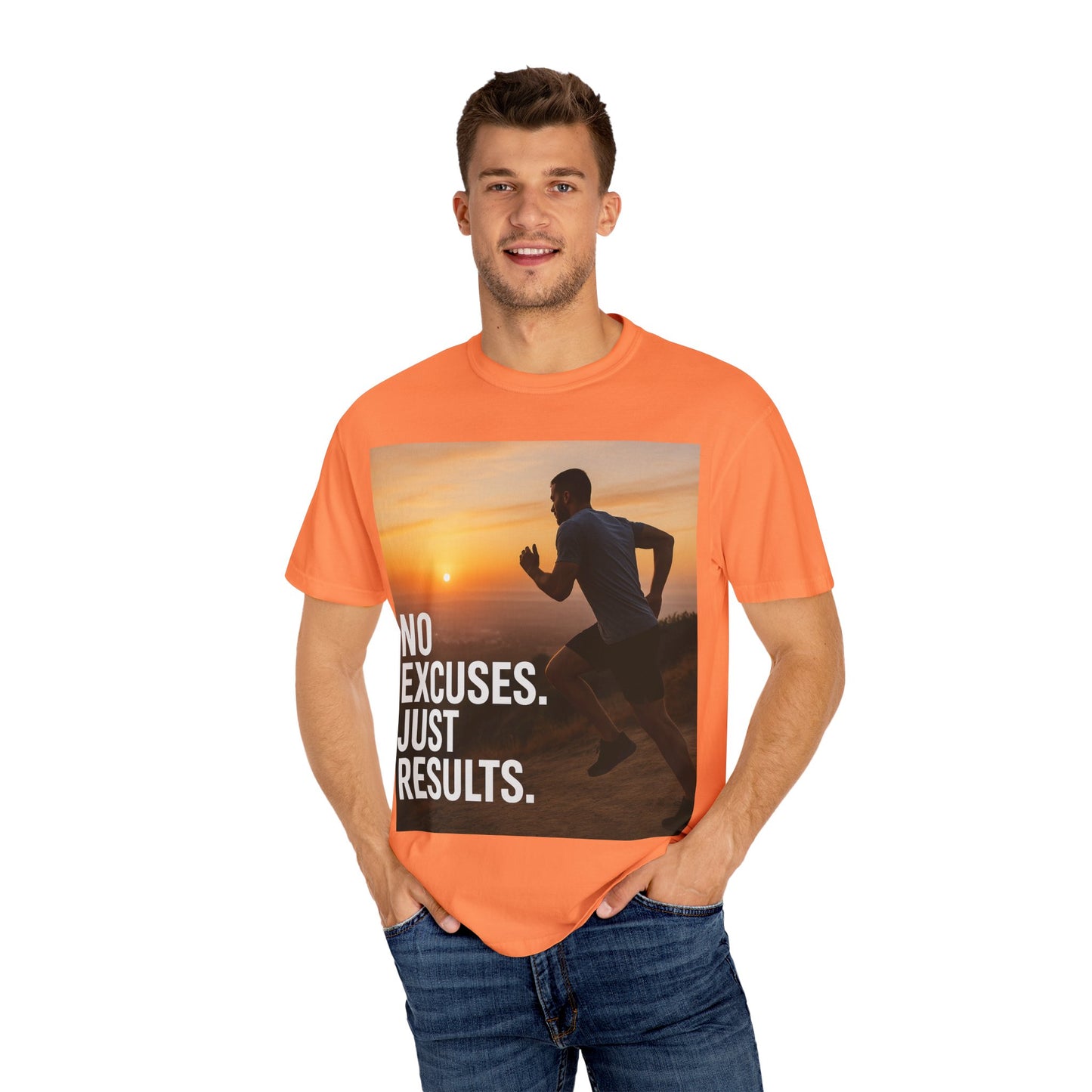 Motivational Running T-Shirt, Unisex Fitness Tee, No Excuses Just Results Shirt, Workout Apparel, Inspirational Sports Clothing