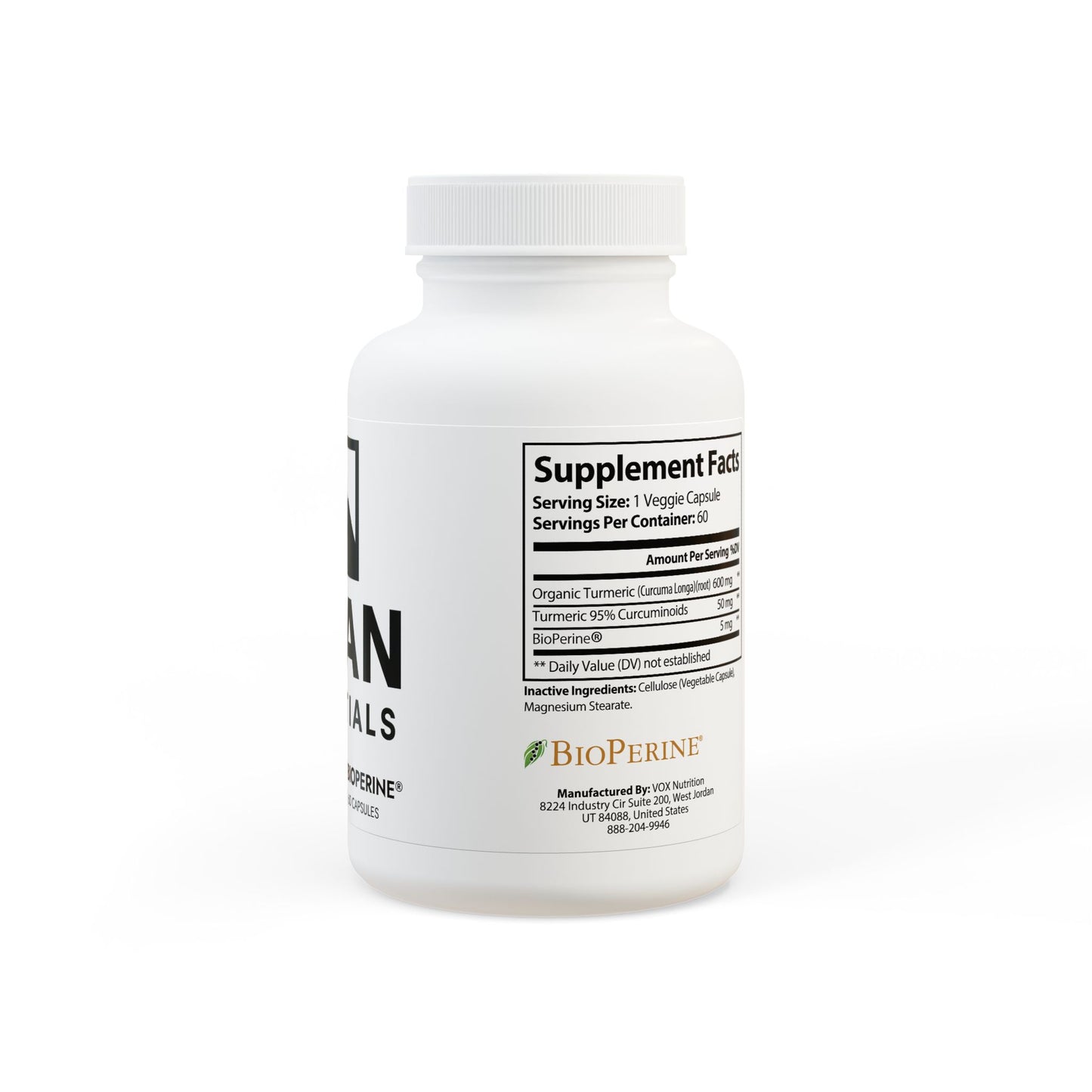 Turmeric with BioPerine® (Black Pepper Fruit Extract) Supplement (60 Capsules) Titan Essentials