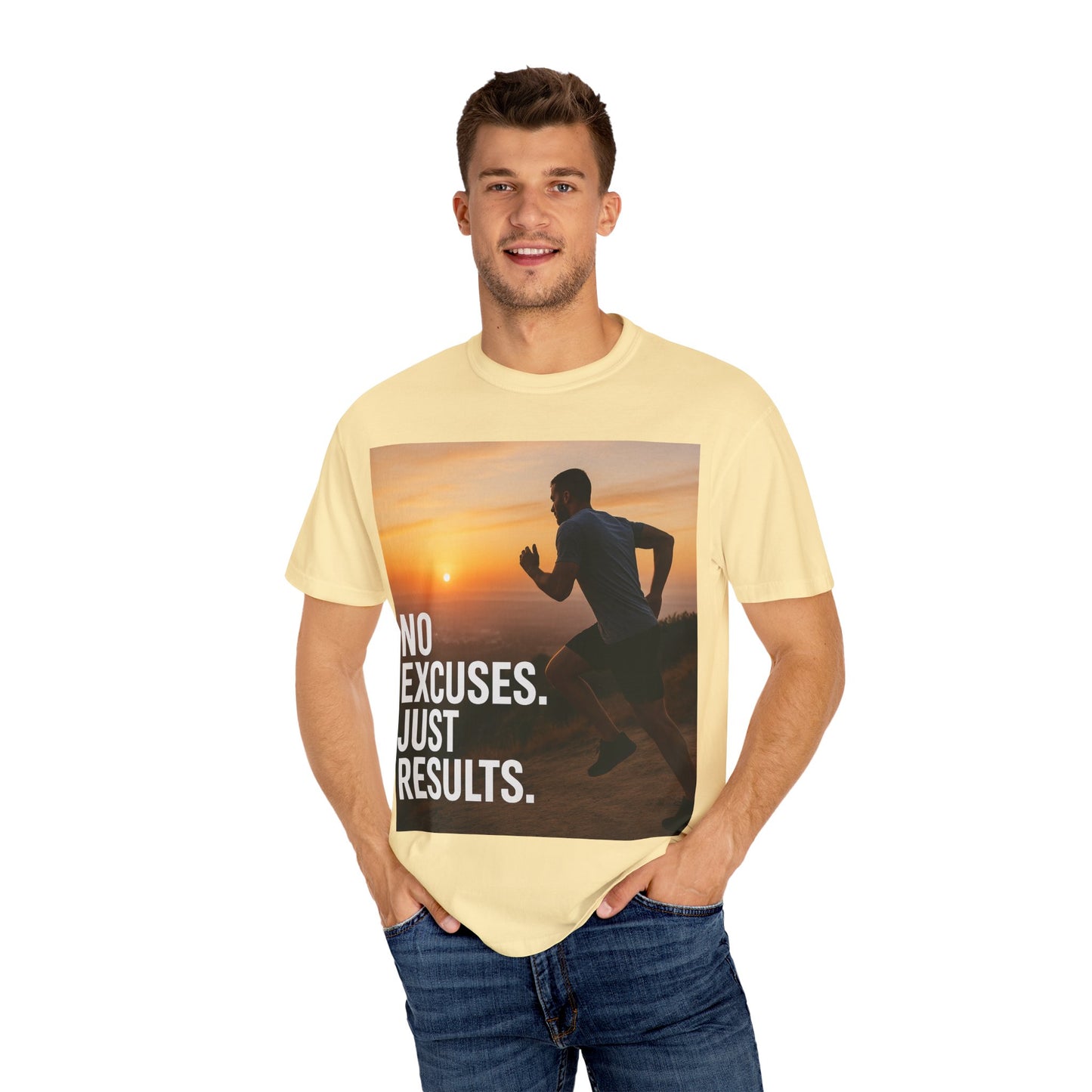 Motivational Running T-Shirt, Unisex Fitness Tee, No Excuses Just Results Shirt, Workout Apparel, Inspirational Sports Clothing