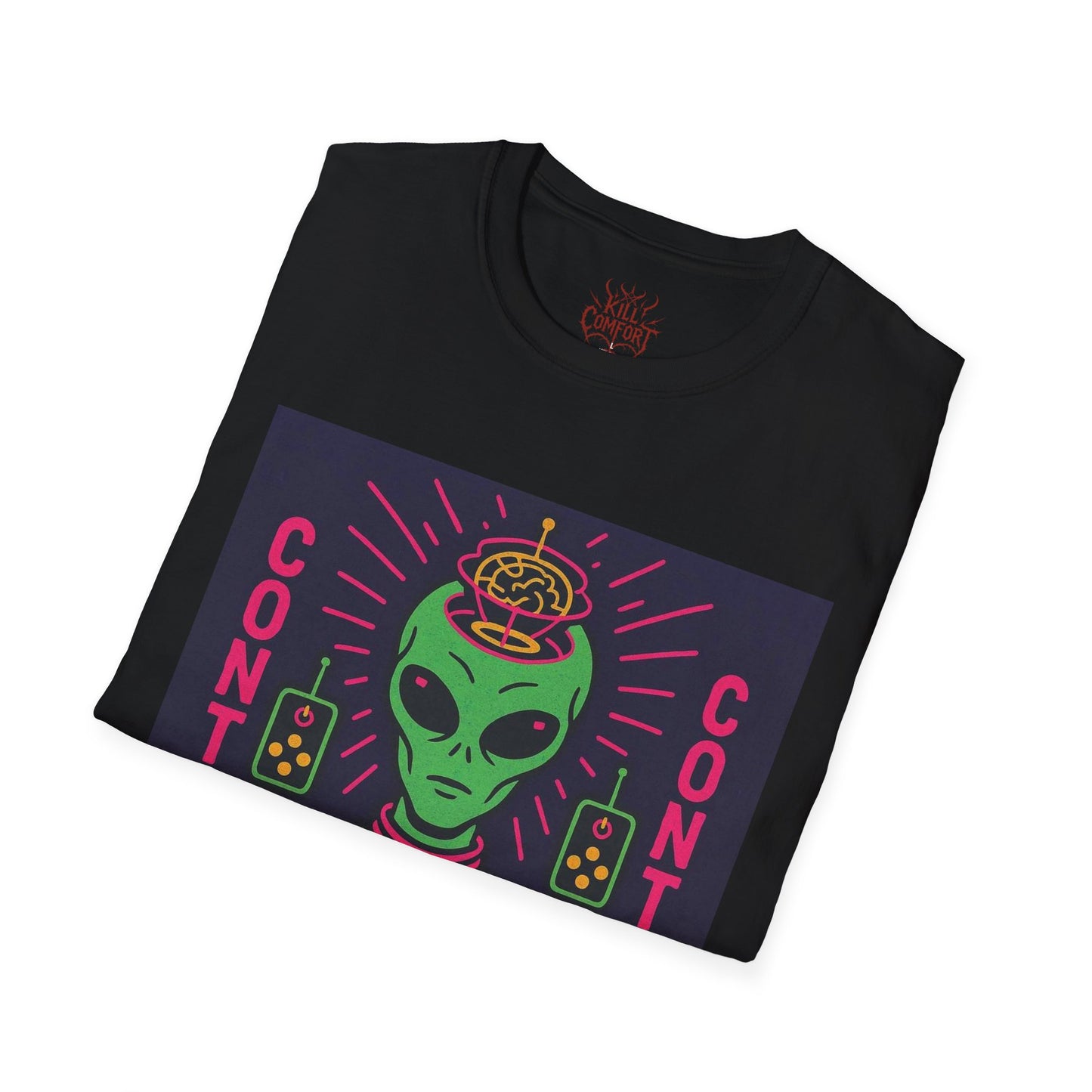 Aliens Control Unisex Softstyle T-Shirt, Fun Graphic Tee, Casual Wear, Gift for Sci-Fi Lovers, Alien Theme