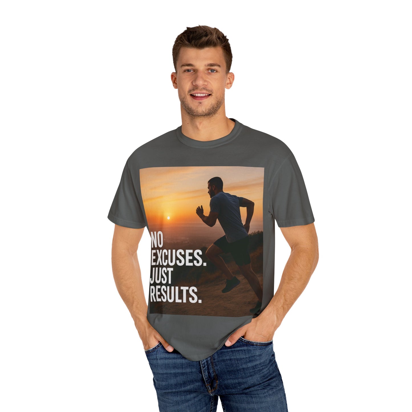 Motivational Running T-Shirt, Unisex Fitness Tee, No Excuses Just Results Shirt, Workout Apparel, Inspirational Sports Clothing
