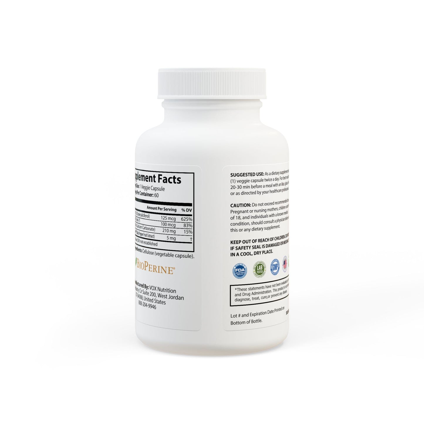 Vitamin K2 + D3 Supplement (60 Capsules) Titan Essentials