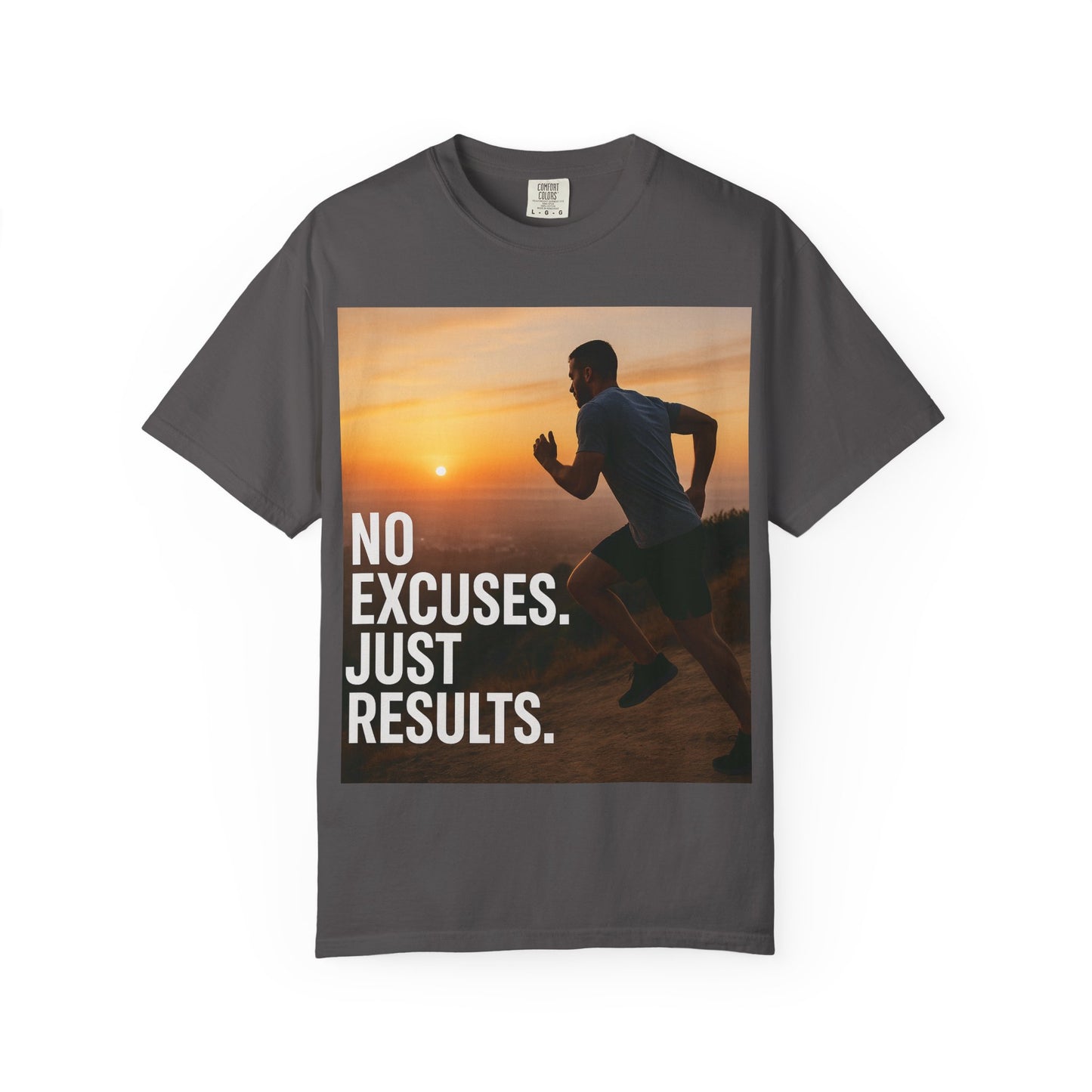 Motivational Running T-Shirt, Unisex Fitness Tee, No Excuses Just Results Shirt, Workout Apparel, Inspirational Sports Clothing