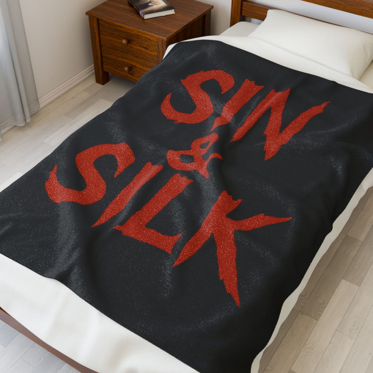 Sin & Silk Velveteen Plush Blanket - Cozy Throw, Perfect Gift for Halloween, Goth Decor, Home Comfort, Unique Bedding