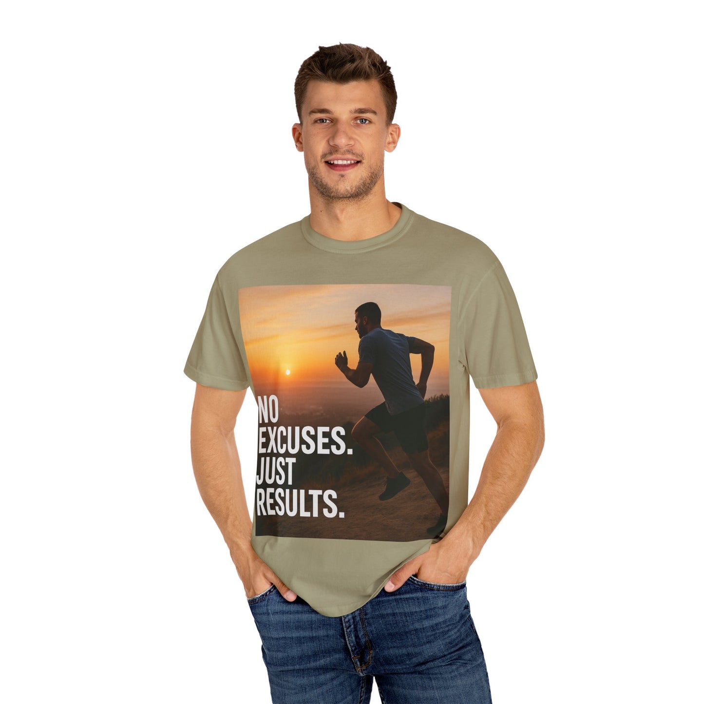 Motivational Running T-Shirt, Unisex Fitness Tee, No Excuses Just Results Shirt, Workout Apparel, Inspirational Sports Clothing