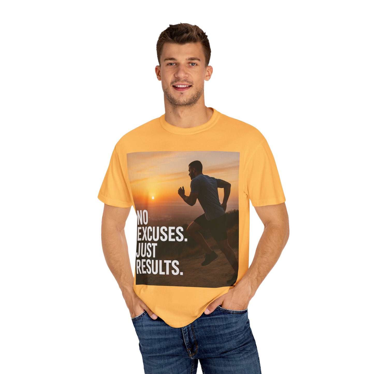 Motivational Running T-Shirt, Unisex Fitness Tee, No Excuses Just Results Shirt, Workout Apparel, Inspirational Sports Clothing