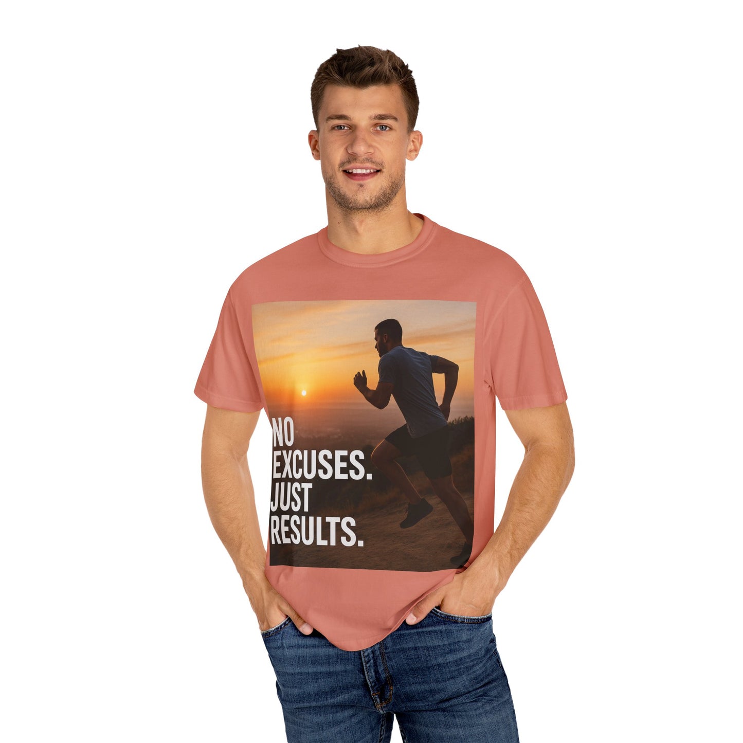 Motivational Running T-Shirt, Unisex Fitness Tee, No Excuses Just Results Shirt, Workout Apparel, Inspirational Sports Clothing