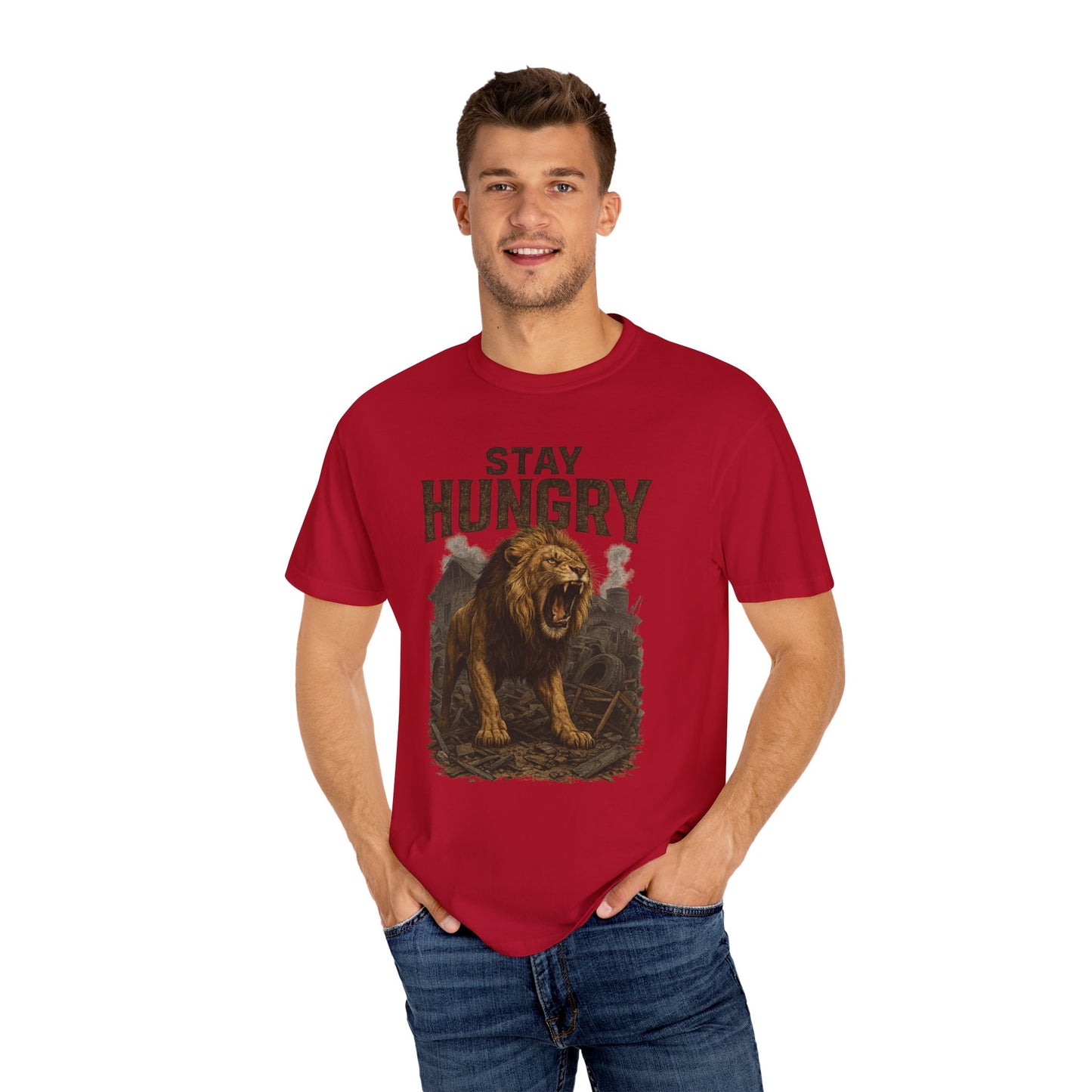 Stay Hungry Unisex Garment-Dyed T-shirt - Vintage Inspired Tee, Casual Wear, Gift for Motivated Individuals, Fitness Apparel, Graphic Tee