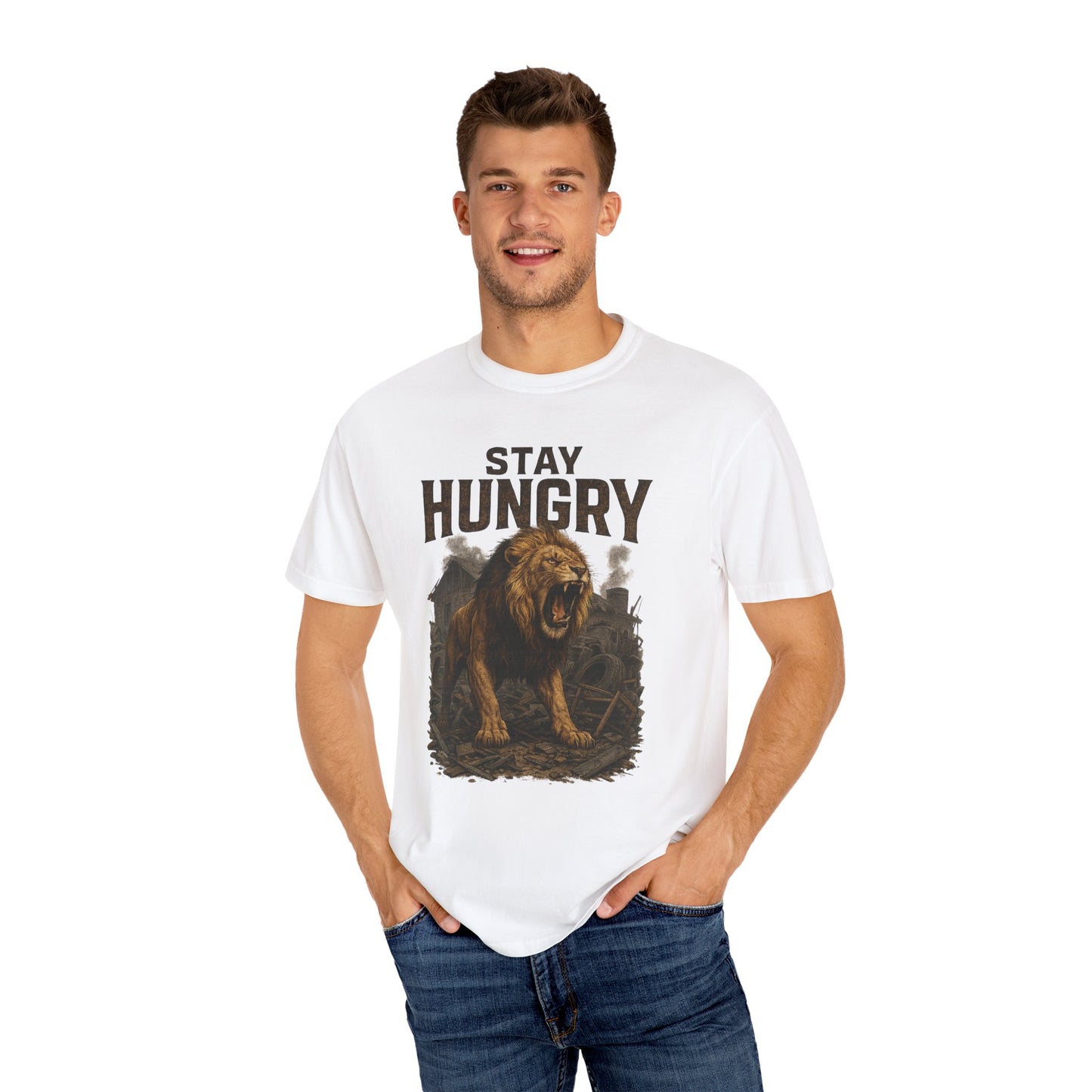 Stay Hungry Unisex Garment-Dyed T-shirt - Vintage Inspired Tee, Casual Wear, Gift for Motivated Individuals, Fitness Apparel, Graphic Tee