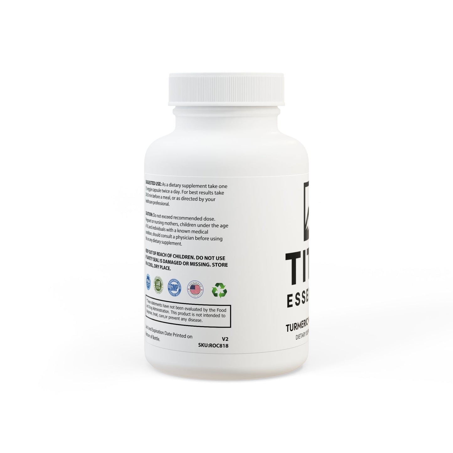 Turmeric with BioPerine® (Black Pepper Fruit Extract) Supplement (60 Capsules) Titan Essentials