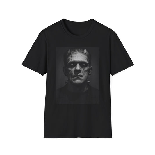 Frankenstein Graphic Unisex Softstyle T-Shirt, Halloween Tee, Spooky Gift, Movie Lover's Apparel, Horror Fan Merchandise, Unique Casual Wear
