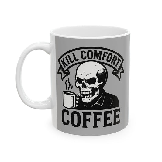 Skull Coffee Mug, Gothic Ceramic Cup, Unique Gift for Coffee Lovers, Halloween Decor, Edgy Kitchenware, 11oz 15oz.