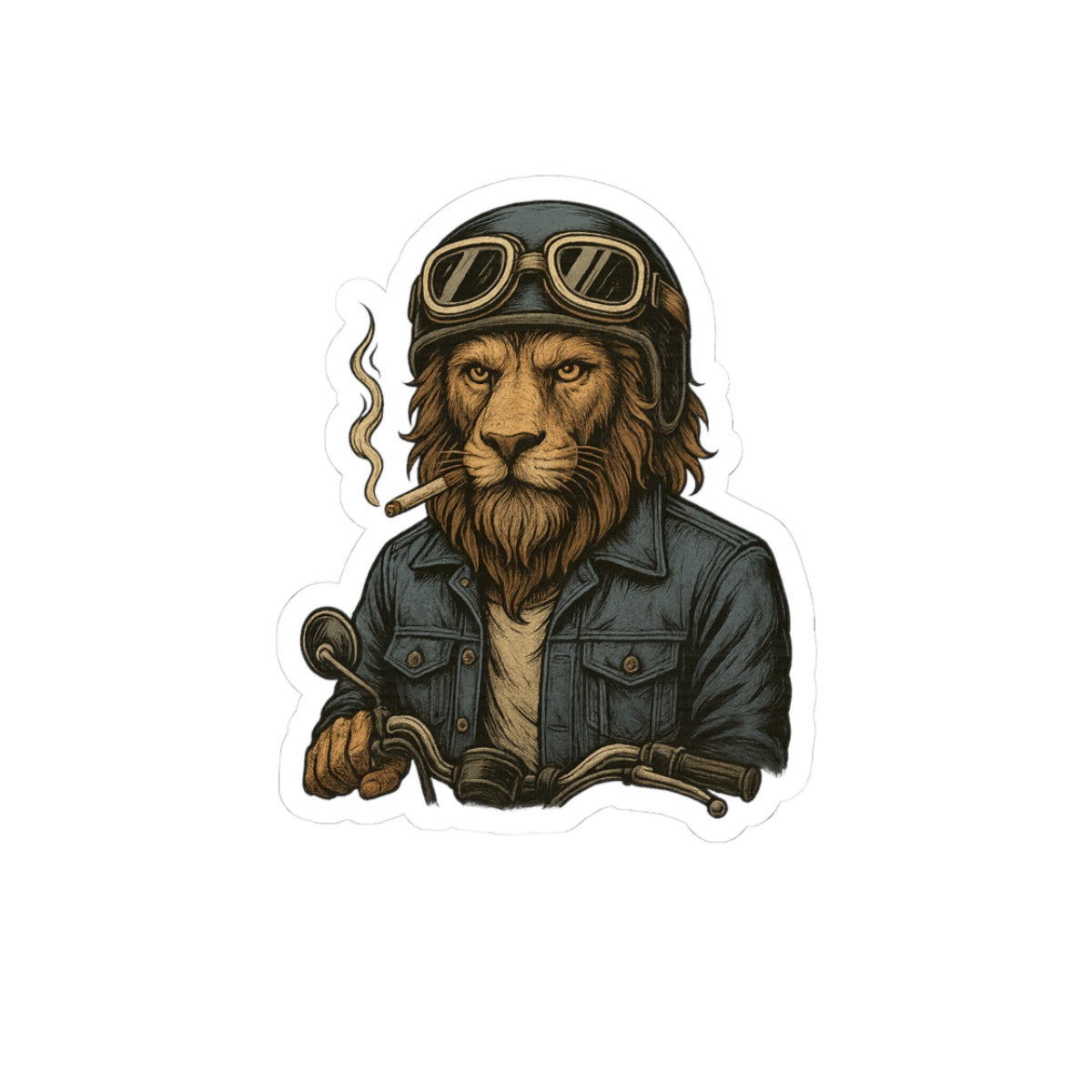 Biker Lion Kiss-Cut Stickers | Cool Lion Art, Motorcycle Stickers, Laptop Decals, Unique Gifts, Animal Lovers Decor