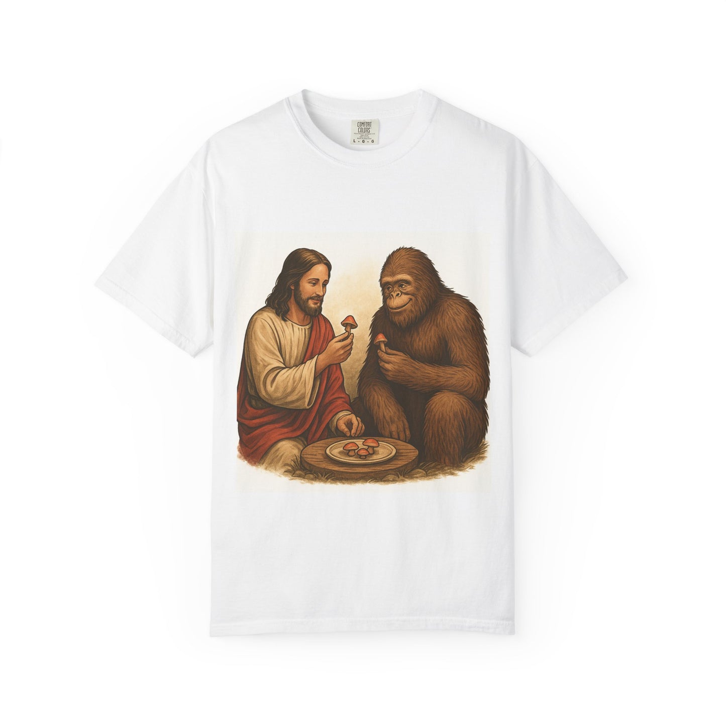 Jesus and Bigfoot Unisex T-shirt, Funny Tee, Quirky Gift, Pop Culture Apparel, Humor Top, Unique Fashion Piece