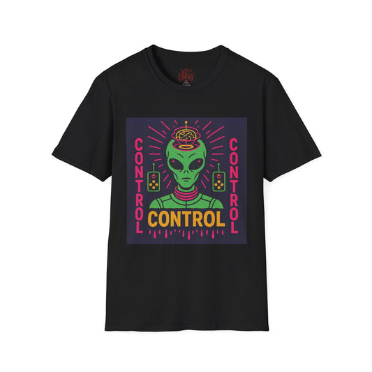 Aliens Control Unisex Softstyle T-Shirt, Fun Graphic Tee, Casual Wear, Gift for Sci-Fi Lovers, Alien Theme