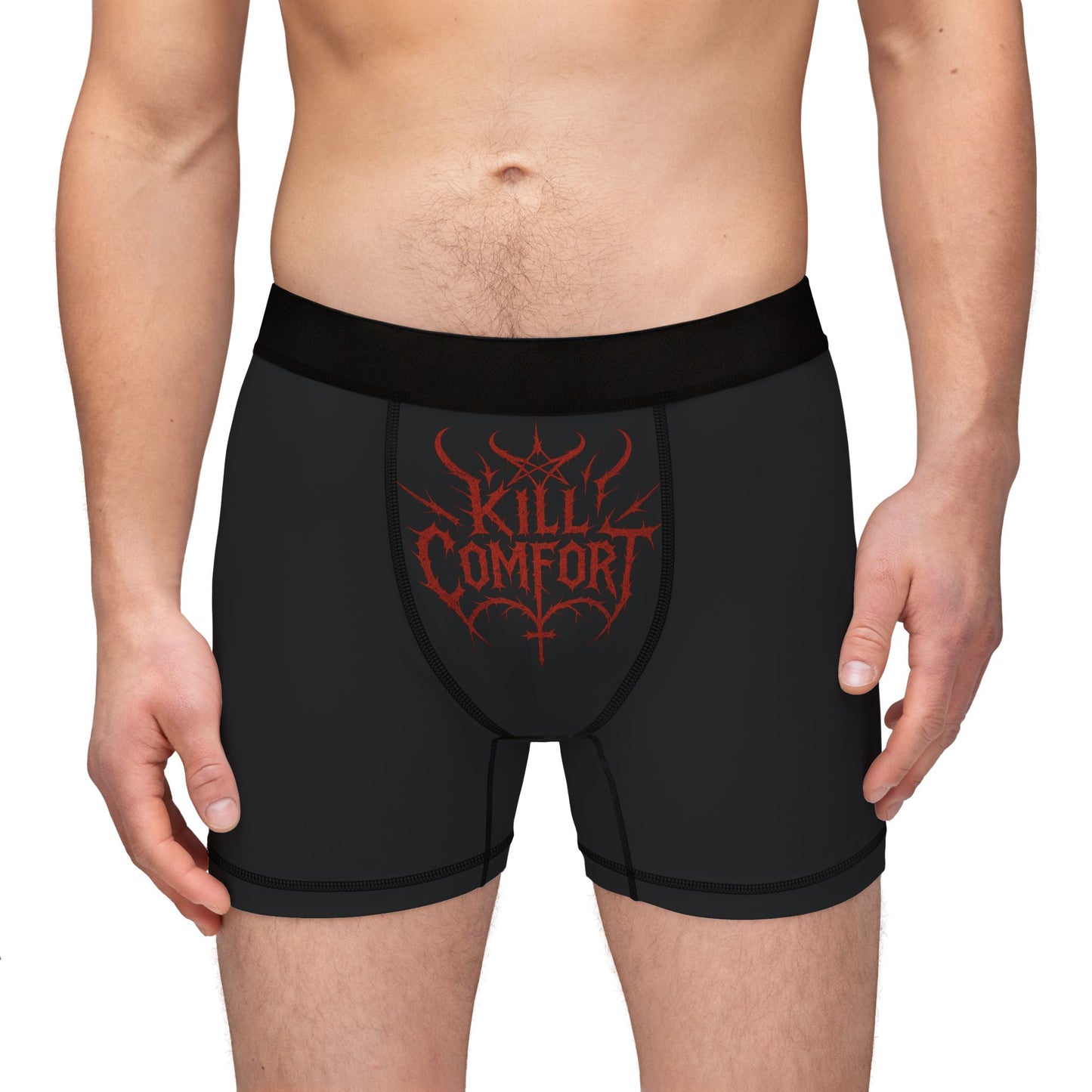 Comfortable Men's Boxers with 'Kill Comfort' Design, Unique AOP Underwear, Perfect Gift for Holidays, Everyday Wear, Stylish Boxer Briefs
