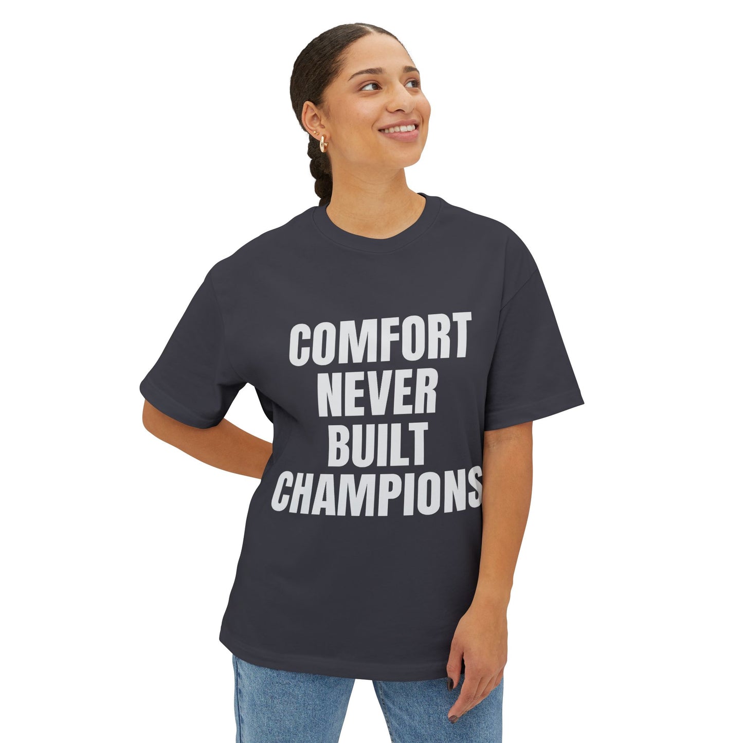Comfort Never Built Champions – Casual Wear, Athleisure, Gift for Fitness Lovers, Motivational Shirt