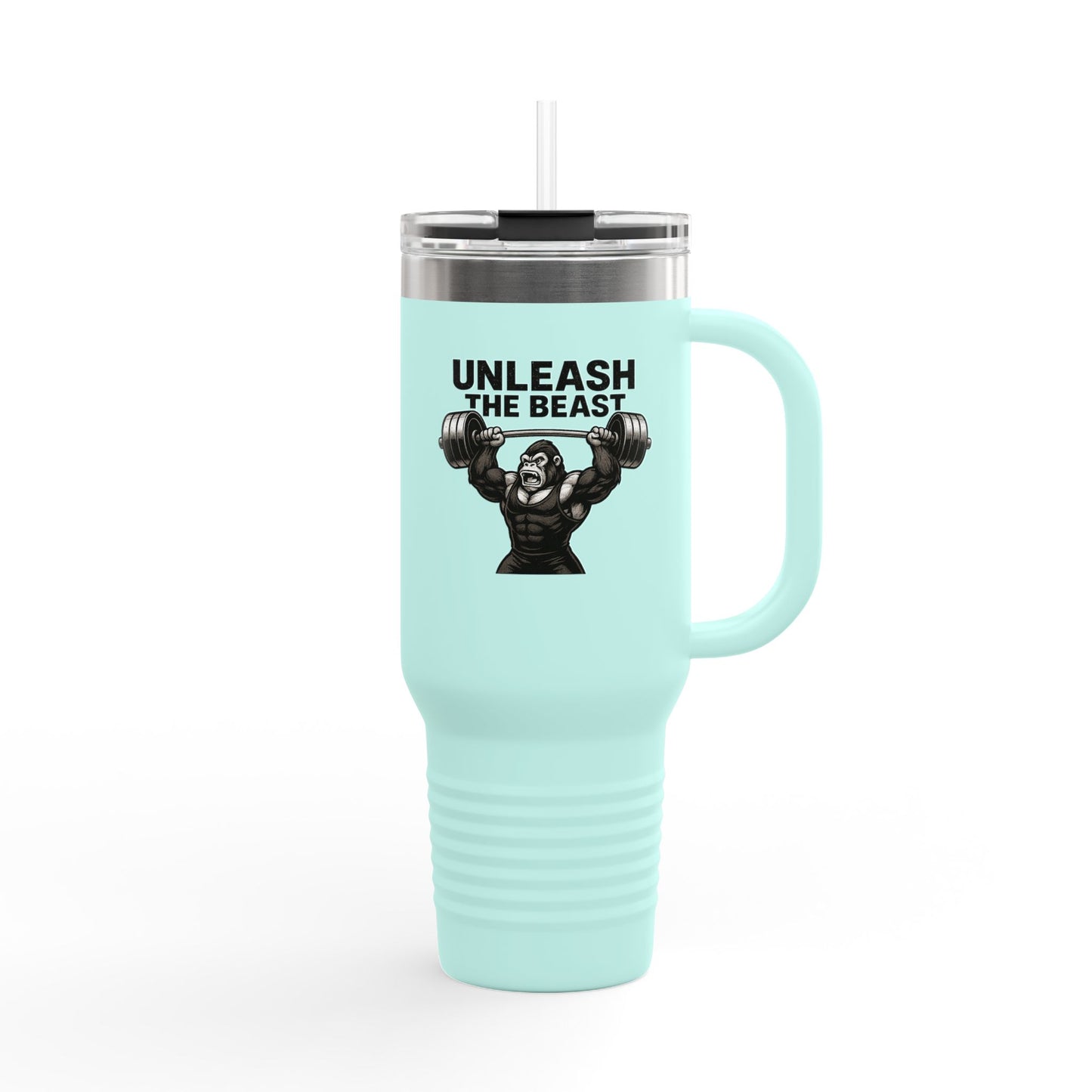 Insulated Travel Mug, 40oz - Unleash the Beast Design for Fitness Enthusiasts, Gym Goers, Gift for Him, Workout Companion