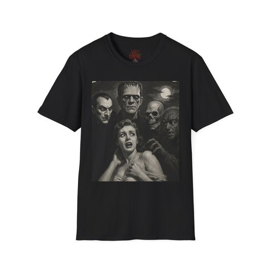 Vintage Horror Movie T-Shirt, Retro Graphic Tee, Halloween Costume, Unisex Softstyle Shirt, Spooky Gift for Sci-Fi Lovers