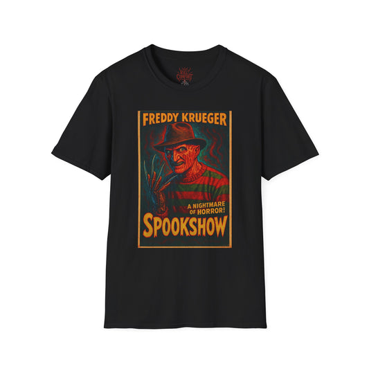 Freddy Krueger Spookshow T-Shirt, Horror Tee, Unisex Graphic Tee, Halloween Costume, Horror Movie Merch, Spooky Apparel
