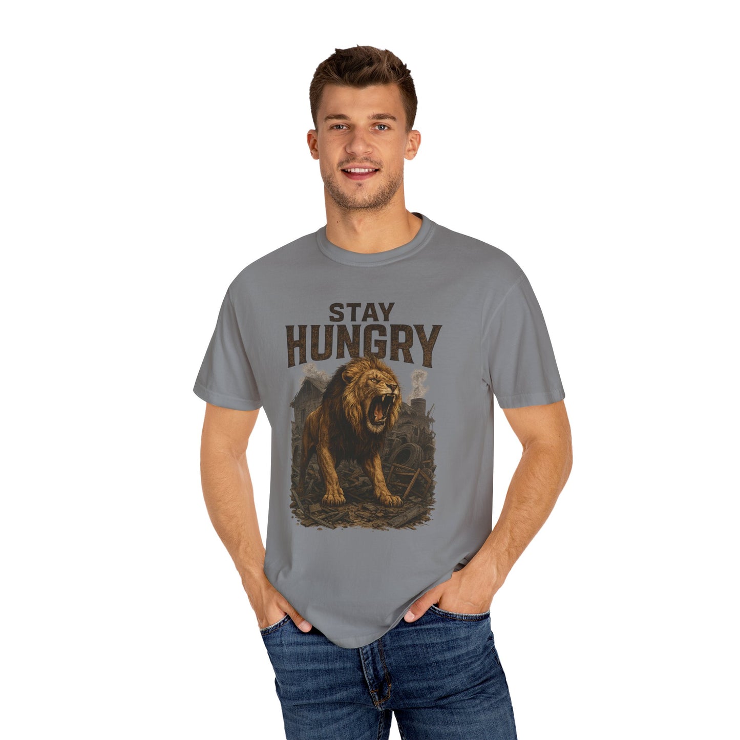 Stay Hungry Unisex Garment-Dyed T-shirt - Vintage Inspired Tee, Casual Wear, Gift for Motivated Individuals, Fitness Apparel, Graphic Tee