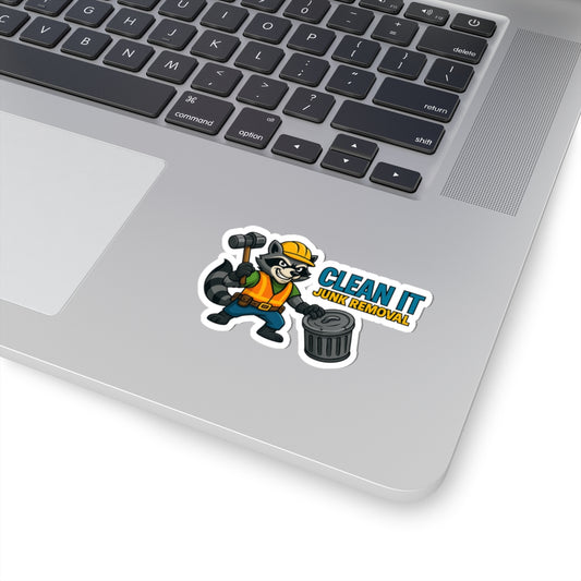 Clean It Junk Removal Stickers, Fun Planner Stickers, Unique Gift, Raccoon Stickers, Home Decor, Laptop Decals