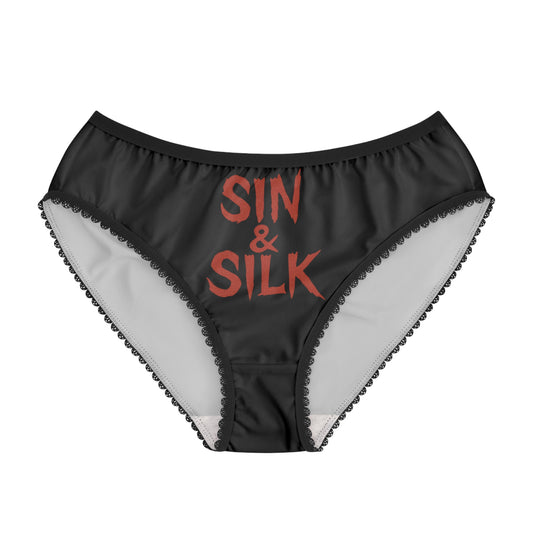 Women's Briefs with Sin & Silk Design - Comfortable Underwear for Every Day, Cute Lingerie for Gifts, Fun Holiday Apparel, Cheeky Intimates