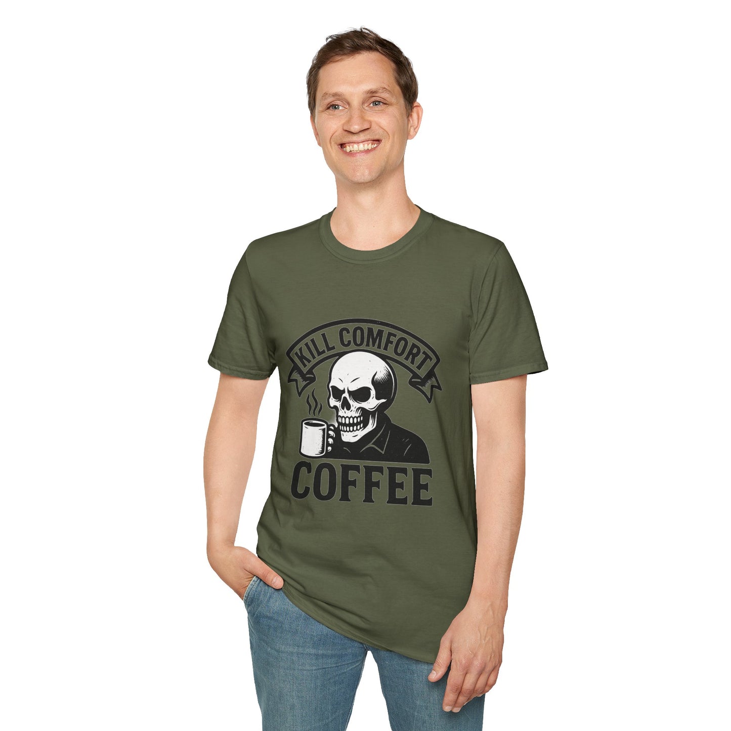 Skeleton Coffee Unisex T-Shirt | Funny Gift, Casual Wear, Dark Humor, Coffee Lover, Graphic Tee