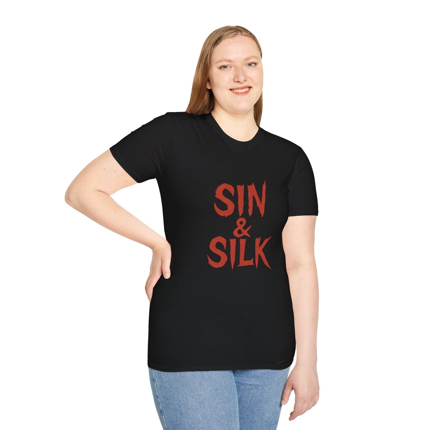 Sin & Silk Unisex Softstyle T-Shirt | Casual Graphic Tee, Trendy Urban Wear, Gift for Him/Her, Comfortable Everyday Shirt, Statement Apparel