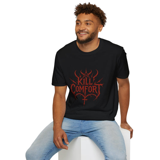 Metal Band Inspired Unisex T-Shirt - "Kill Comfort" Graphic Tee, Music Lover Shirt, Festival Wear, Gift for Him/Her, Alternative Fashion